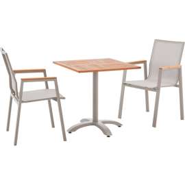 Global Industrial Outdoor Dining Set, 27-1/2" Square Teakwood Table & 4 Sling Armchairs