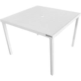 Global Industrial 40" Square Aluminum Slatted Dining Table, White
