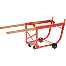 Global Industrial Heavy Duty Rotating Drum Cradle with Wood Handles & Steel Wheels