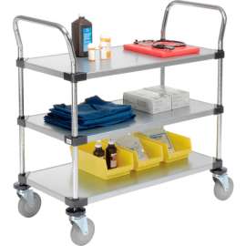 Nexel Galvanized Steel Utility Cart w/3 Shelves, 800 lb. Capacity, 36"L x 18"W x 38"H