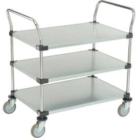 Nexel Galvanized Steel Utility Cart w/3 Shelves, 800 lb. Capacity, 36"L x 24"W x 38"H