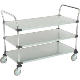 Nexel Galvanized Steel Utility Cart w/3 Shelves, 800 lb. Capacity, 48"L x 24"W x 38"H