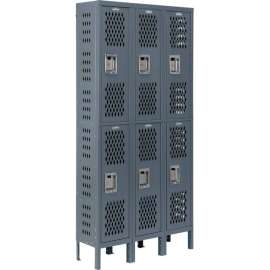Global Industrial Infinity 2-Tier 6 Door Ventilated Locker, 12"Wx15"Dx36"H, Assembled