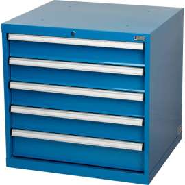 Modular Drawer Cabinet, 5 Drawers, w/Lock, 30"Wx27"Dx29-1/2"H, Blue