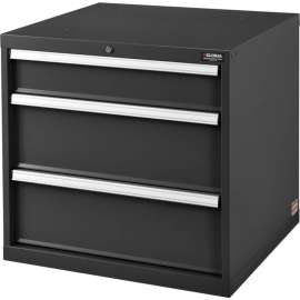 Modular Drawer Cabinet, 3 Drawers, w/Lock, 30"Wx27"Dx29-1/2"H, Black