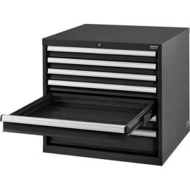 Modular Drawer Cabinet, 7 Drawers, w/Lock, 30"Wx27"Dx29-1/2"H, Black