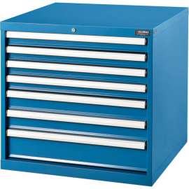 Modular Drawer Cabinet, 7 Drawers, w/Lock, 30"Wx27"Dx29-1/2"H, Blue