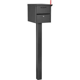 Global Industrial Residential Mailbox Front/Rear Access 12-1/2x13-5/8x18-1/4 48" Ground Post