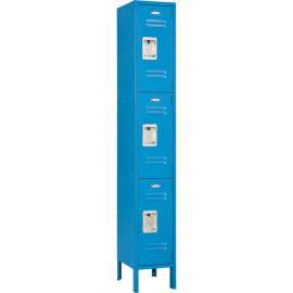 Global Industrial Infinity 3-Tier 3 Door Locker, 12"Wx15"Dx24"H, Blue, Unassembled