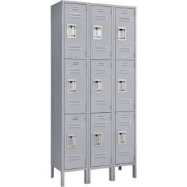 Global Industrial Infinity 3-Tier 9 Door Locker, 12"Wx15"Dx24"H, Gray, Assembled