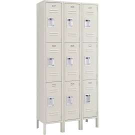 Global Industrial Infinity 3-Tier 9 Door Locker, 12"Wx15"Dx24"H, Tan, Unassembled