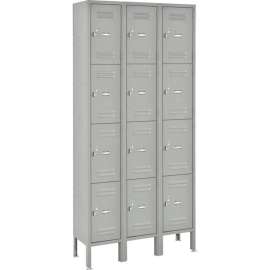 Global Industrial 4-Tier 12 Door Box Locker, 12"W x 12"D x 18"H, Gray, Assembled