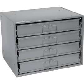Durham Steel Compartment Box Rack 20 x 15-3/4 x 15 with 4 Adjustable Divider Compartment Boxes