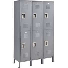 Global Industrial Infinity 2-Tier 6 Door Locker, 15"Wx18"Dx36"H, Gray, Unassembled