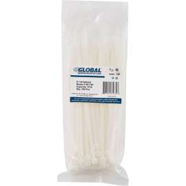 Global Industrial 8" Cable Zip Ties, Natural with UV, 75 Lb., 100 Pack