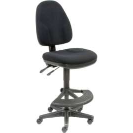 Interion Synchro Work Stool - Fabric - 180° Footrest - Black