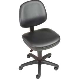 Interion Task Stool With Adjustable Arms & Mid Back, Vinyl, Black