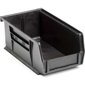 Quantum Plastic Stacking Bin QUS220 4-1/8 x 7-3/8 x 3 Black