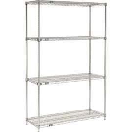 Nexel Shelving Quick Adjust, Wire Shelving Starter Unit, 60"W x 18"D x 86"H