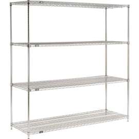 Nexel Shelving Quick Adjust, Wire Shelving Starter Unit, 72"W x 24"D x 74"H