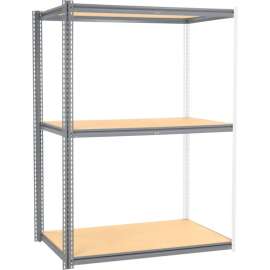Global Industrial High Cap. Add-On Rack 60Wx24Dx84H 3 Levels Wood Deck 1300 Lb. Per Level GRY