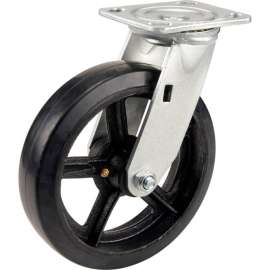 Global Industrial; Heavy Duty Swivel Plate Caster 8" Mold-On Rubber Wheel 600 Lb. Capacity