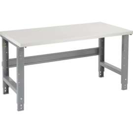 Global Industrial 60x36 Adjustable Height Workbench C-Channel Leg - Laminate Square Edge Gray