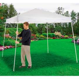 Global Industrial Portable Pop-Up Canopy, Slant-Leg, 10'L x 10'W x 8'11"H, White