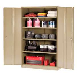 Storage Cabinet, Turn Handle, 48"W x 24"D x 78"H, Tan, Unassembled