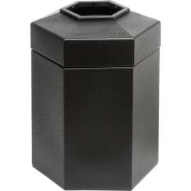 PolyTec Open Top Hex Waste Container, Black, 45-Gallon