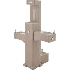 Global Industrial Outdoor Bottle Filler w/Bi-Level Fountain & Pet Station, Rotocast Granite