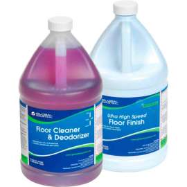 Global Industrial Floor Cleaning Kit, Floor Cleaner & Finish, 1 Gallon Bottles, 2/Case