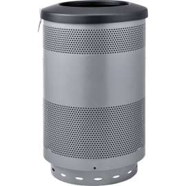 Global Industrial Perforated Steel Round Trash Can, 55 Gallon, Gray