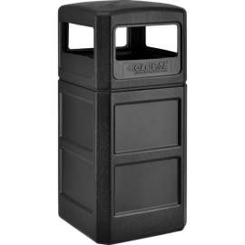 Global Industrial Square Plastic Waste Receptacle With Dome Lid, 42 Gallon, Black