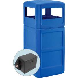 Global Industrial TrashTalk Square Waste Receptacle w/Dome Lid, 42 Gal., Blue