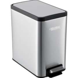 Global Industrial Stainless Steel Slim Step Trash Can - 2 Gallon