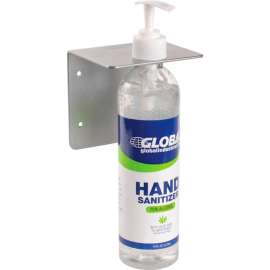 Global Industrial Wall Mount Bracket for Hand Sanitizer Pump Bottles, Set of 4 - Silver