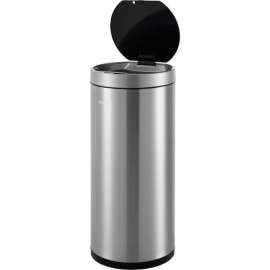 Global Industrial Round Motion Sensor Trash Can, 9-1/4 Gallon, Brushed Stainless Steel