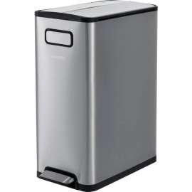 Global Industrial Rectangular Step On Trash Can, 12 Gallon, Brushed Stainless Steel