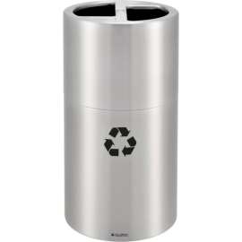 Global Industrial Round Multi-Stream Recycling Can, 25 Gallon Total, Satin Aluminum