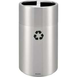 Global Industrial Round Multi-Stream Recycling Can, 31 Gallon Total, Satin Aluminum