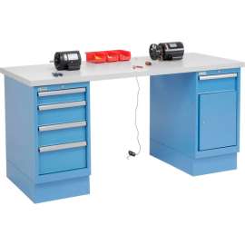 Global Industrial 72 x 30 ESD Square Edge 4 Drawer & Cabinet Workbench