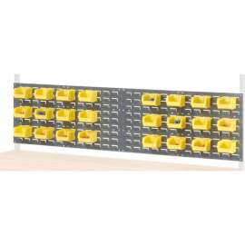 Global Industrial (2) 36" Louver Bin Panel with 24 Yellow Bins For 72" Bench, Gray