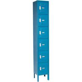 Global Industrial 6-Tier 6 Door Box Locker, 12"W x 18"D x 12"H, Blue, Unassembled