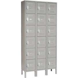 Global Industrial 6-Tier 18 Door Box Locker, 12"W x 12"D x 12"H, Gray, Assembled