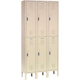 Global Industrial Paramount 2-Tier 6 Door Locker, 12"Wx12"Dx36"H, Tan, Unassembled