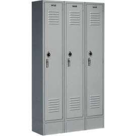 Global Industrial Paramount 1-Tier 3 Door Locker, 12"Wx12"Dx60"H, Gray, Unassembled