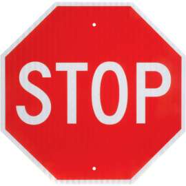Global Industrial Aluminum Sign - Stop - .080" Thick, White/Red, 652645