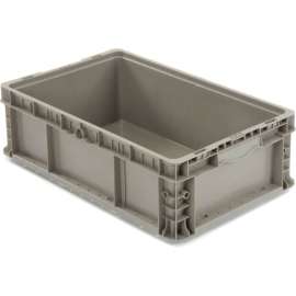 Global Industrial Stackable Straight Wall Container, Solid, 24"Lx15"Wx7-1/2"H, Gray