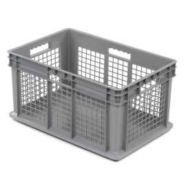 Global Industrial Mesh Straight Wall Container, Solid Base, 23-3/4"Lx15-3/4"Wx12-1/4"H, Gray